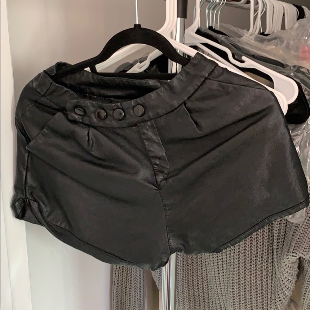 Black Faux leather short pants